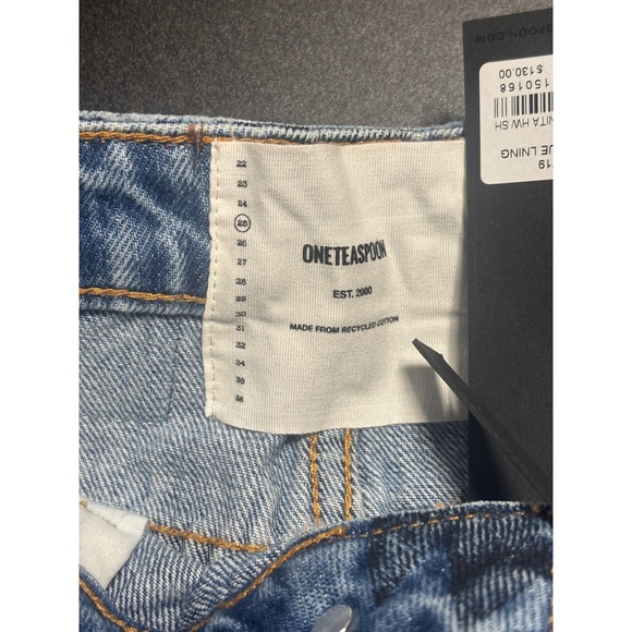 One Teaspoon NWT Bonitas High Waist Denim Shorts Blue Lightning Size 25 MSRP$130 - Picture 4 of 7
